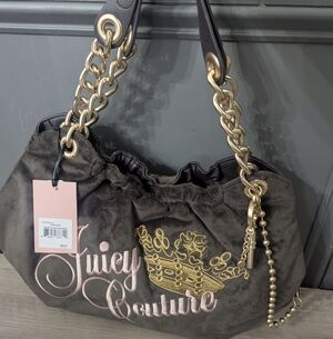 Juicy Couture Chocolate Velour Hobo Bag